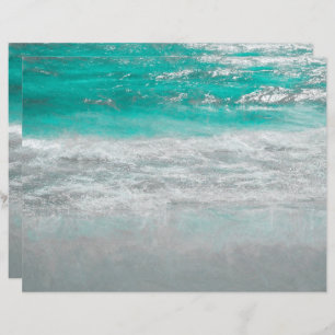 Praia Turquesa Oceano Costeiro Onda Arte Tropical