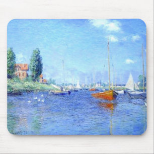 Praia vermelha Monet Mousepad da água dos barcos