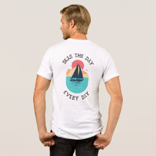 Praia, vida marinha, barco, t-shirt divertida