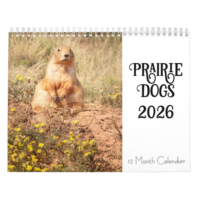 Prairie Dog 2026 Calendário de 12 Meses (Capa)