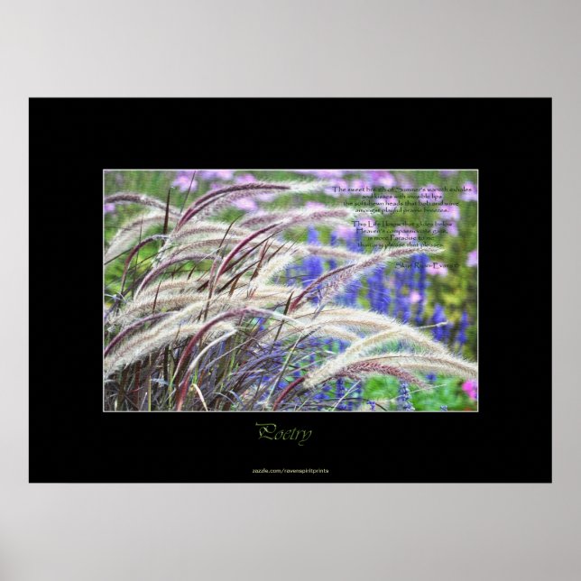 Prairie Grass & Poem Nature Art Poster (Frente)