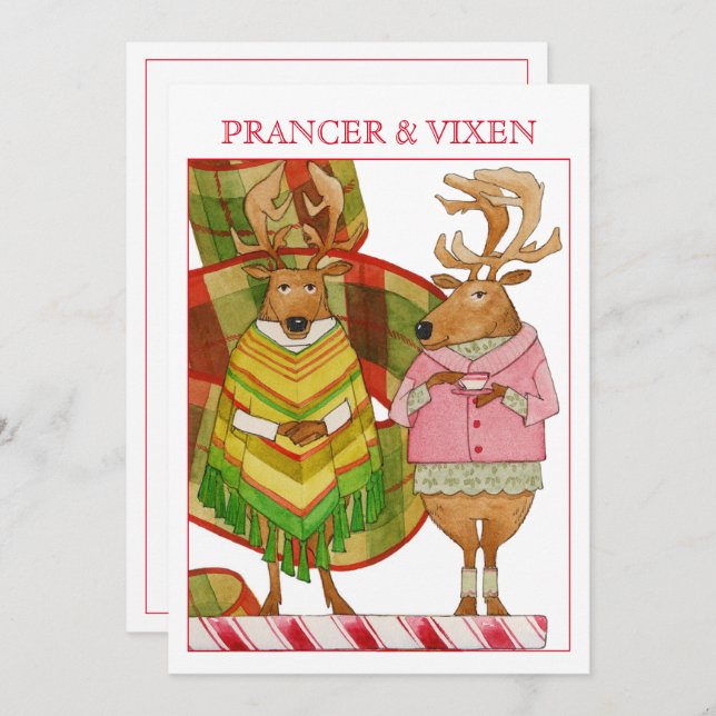 PRANCER VIXEN 5x7 Cartão de Natal Plano (Frente/Verso)