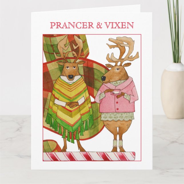 PRANCER VIXEN Grande Cartão de Natal (Frente)