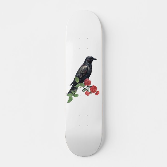 Prancha de Skate Black Raven & Red Roses (Frente)
