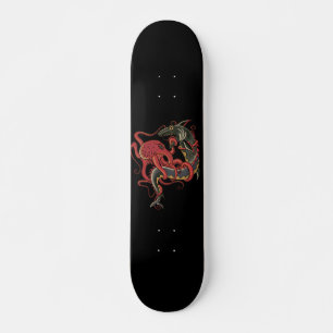 prancha de skate de polvo lutando contra um tubarã