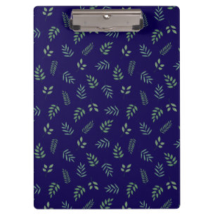 Prancheta Azul Escuro com Desenho de Folha Elegant