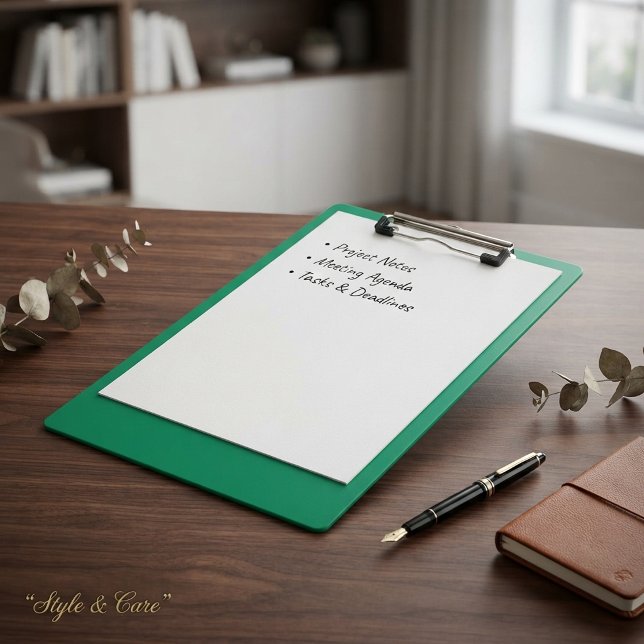 Prancheta Azul Verde Sólido com Design Personaliza (Solid Green Blue Clipboard with Custom Design)
