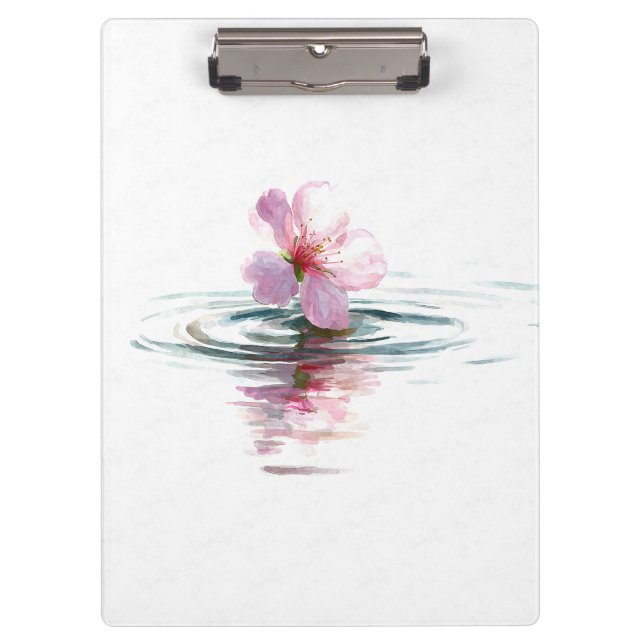Prancheta com Ondulação de Água e Flor de Rosa Min (Frente)