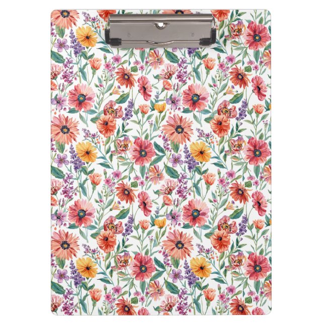 Prancheta com Padrão Floral Personalizado  (Frente)