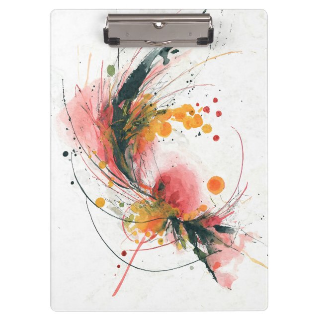 Prancheta com respingo floral rosa laranja abstrat (Frente)