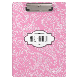 Prancheta cor-de-rosa personalizada de Paisley
