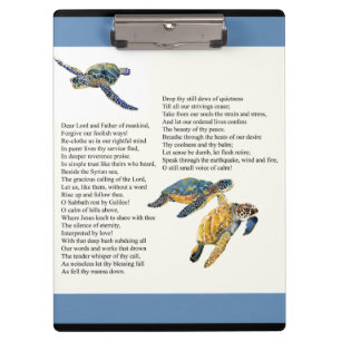 Prancheta da oração do poema da calma da paz das