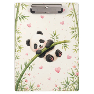 Prancheta de Aquarela de Bambu de Panda Fofo |
