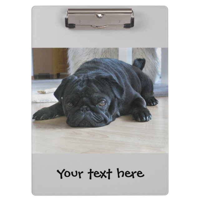 Prancheta de Cachorrinho Pug Preto Fofo (Frente)