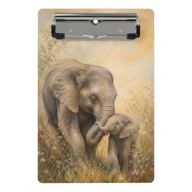 Prancheta de Elefante Mãe e Bebê |  (Frente)
