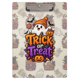 Prancheta de Halloween com Fantasma de Doces ou Tr