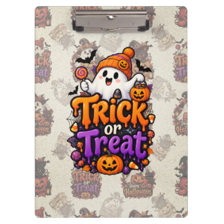 Prancheta de Halloween com Fantasma de Doces ou Tr