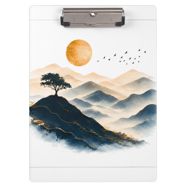 Prancheta de Paisagem da Montanha do Sol Dourado (Frente)
