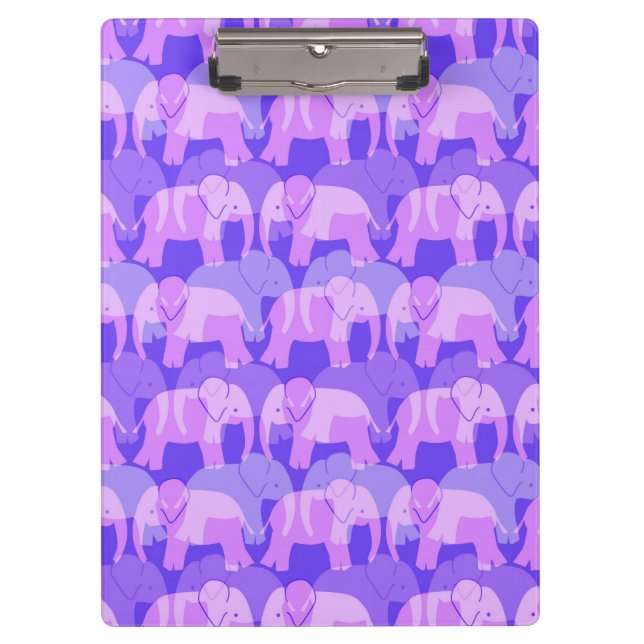 Prancheta do teste padrão do elefante - roxo (Frente)
