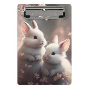 Prancheta Dois coelhos bonitos com serkura Mini Clipboard