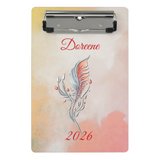 Prancheta Elegant Feather Floral Watercolour mini clipboard 