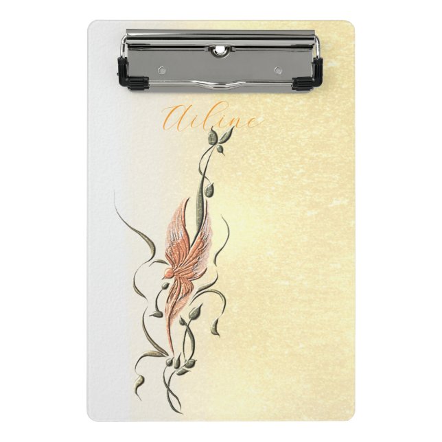 Prancheta Elegant Golden Floral Vine mini clipboard  (Frente)