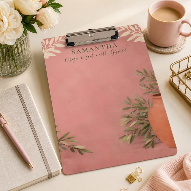 Prancheta Elegante Dusty Rose Botânica (Criador carregado)