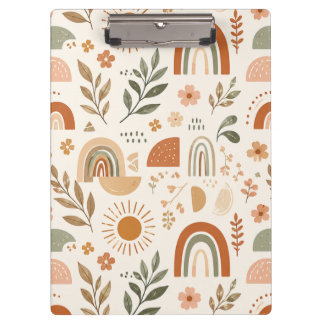 Prancheta Floral Sol Arco-íris Boho Terroso