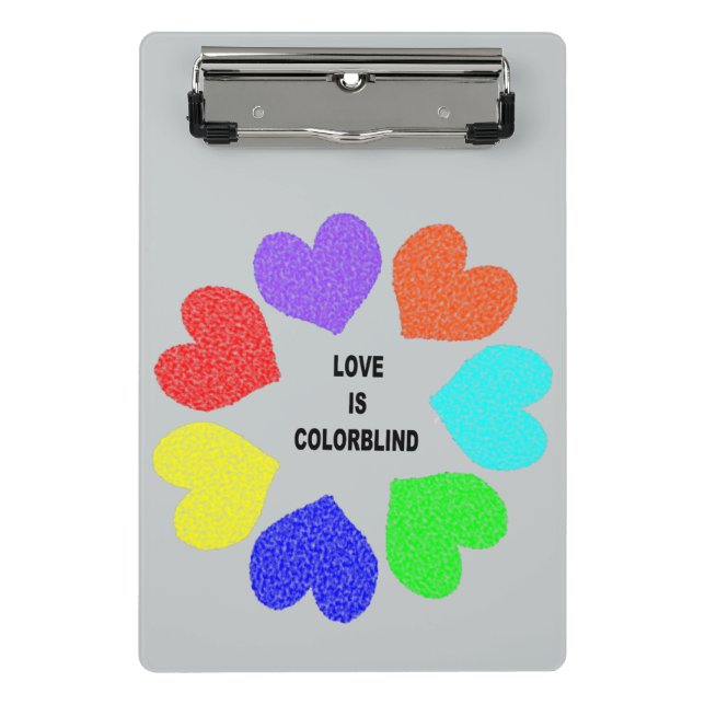 Prancheta Interracial Love Rainbow Hearts Mini Área de Trans (Frente)