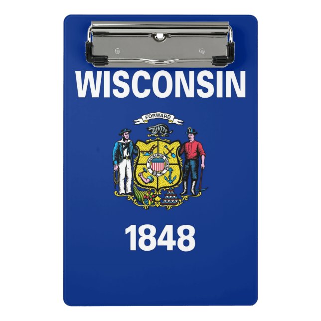 Prancheta Mini área de transferência com bandeira de Wiscons (Frente)