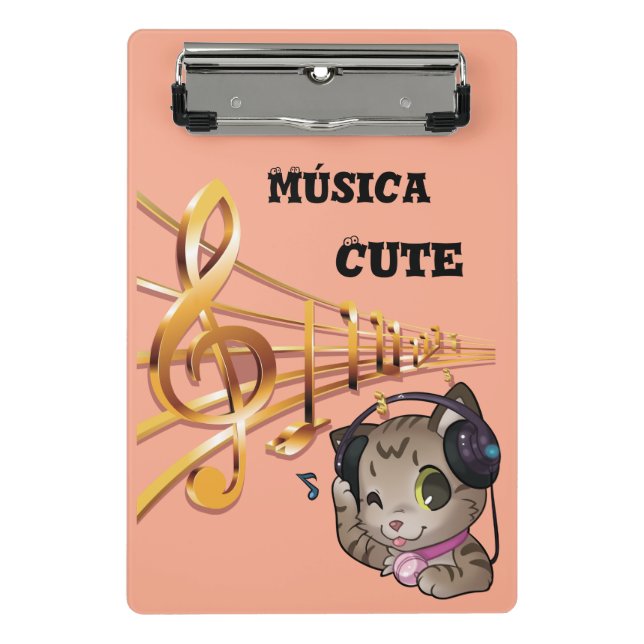 Prancheta Mini carpeta de música cute anime gato (Frente)