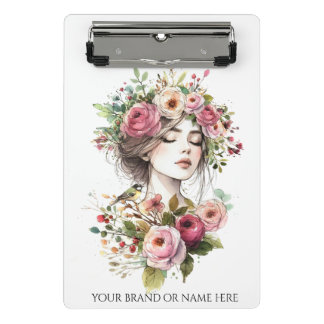 Prancheta Mini Clipboard Women with Roses-Wreath