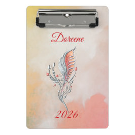 Prancheta mini Floral Pena Elegante em Aquarela
