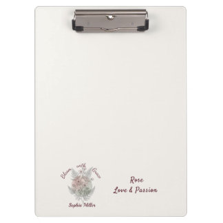 Prancheta Personalizada Flor Rosa Nome Personaliza