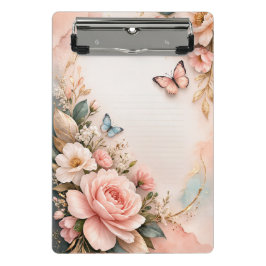 Prancheta Pink Floral Mini Clipboard – Cute Flower Stationer