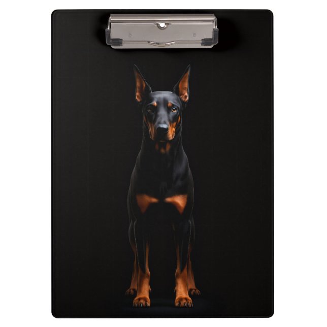 Prancheta Preta 4 Luxo, Cão Doberman Guardião (Frente)