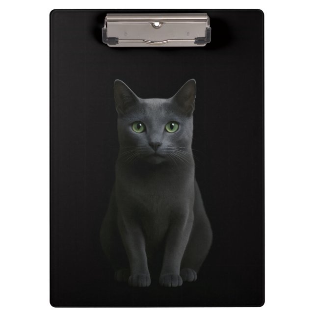 Prancheta Preta 4 Luxo com Gato Azul Russo (Frente)