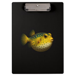 Prancheta Preta 4 Luxo com Peixe Baiacu Amarelo