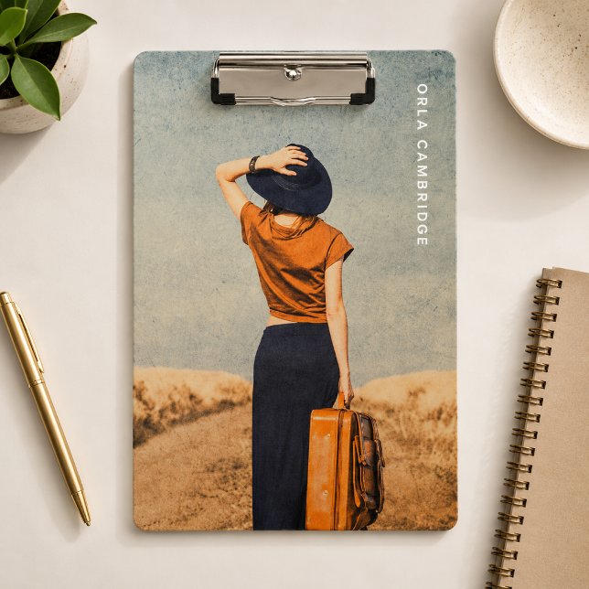 Prancheta | Quadro de Escritório de Upload de Foto (Custom photo clipboard with your own image for work, school, planning, and desk stationery.)
