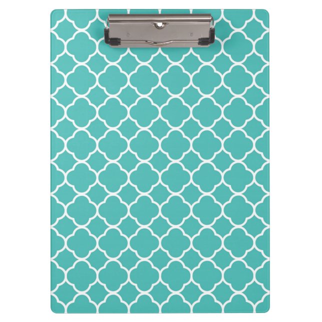 Prancheta Quatrefoil Azul Turquesa Preppy (Frente)
