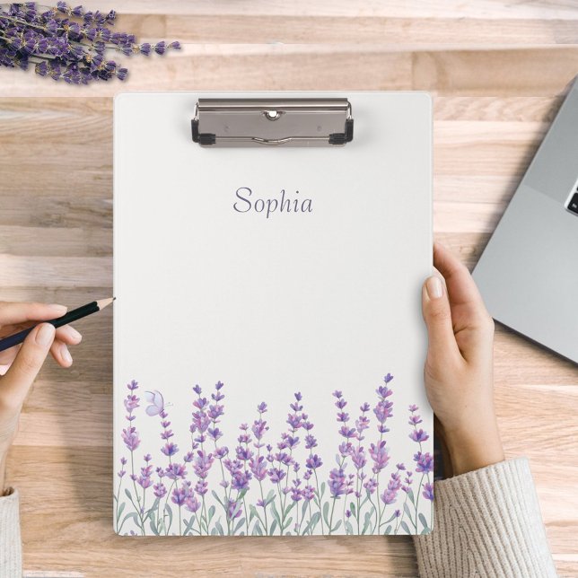 Prancheta Roxa Floral Lavanda em Aquarela (Criador carregado)