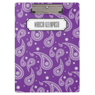 Prancheta roxa personalizada de Paisley