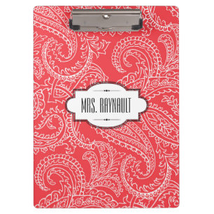Prancheta vermelha personalizada de Paisley