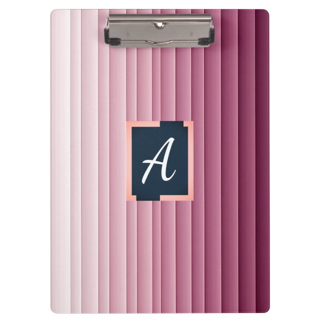 Prancheta Vertical com Gradiente Rosa e Monograma  (Frente)