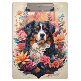 Pranchetas 3D Fantasia Floral Bernese Mountain Dog Birds Ver