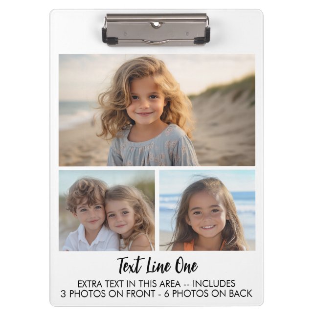 Pranchetas 9 Photos - 3 Front, 6 Back - Black Text on White (Frente)