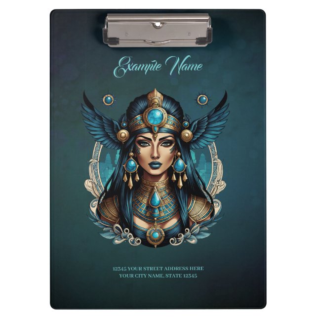 Pranchetas A deusa egípcia está em cor azul (Frente)