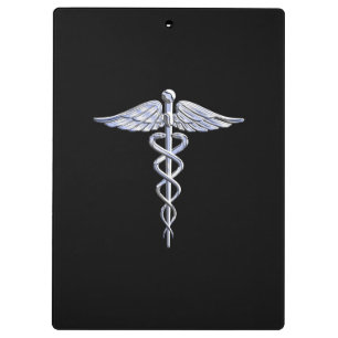 Pranchetas A prata gosta do símbolo médico do Caduceus na