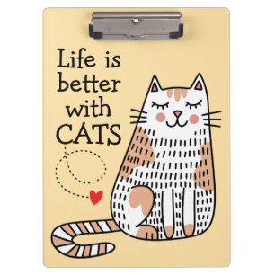 Pranchetas A Vida É Melhor Com Gatos Doodle