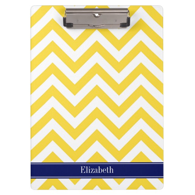 Pranchetas Abacaxi Branco LG Chevron Azul Naval Nome Monogram (Frente)
